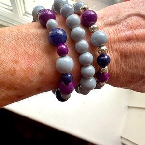 Vintage Glass Beaded Stretchy Bracelets